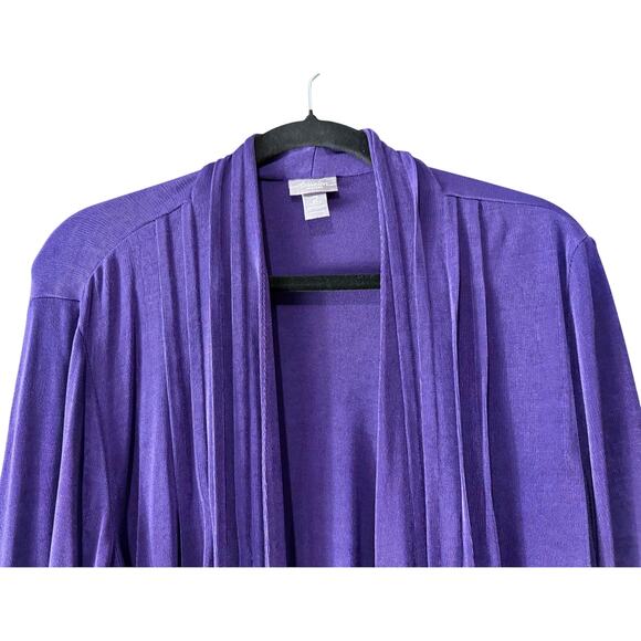 Chico’s Travelers™ Purple Drape Open Front Cardigan Size 2 (Large) Stretch Knit - Picture 6 of 12